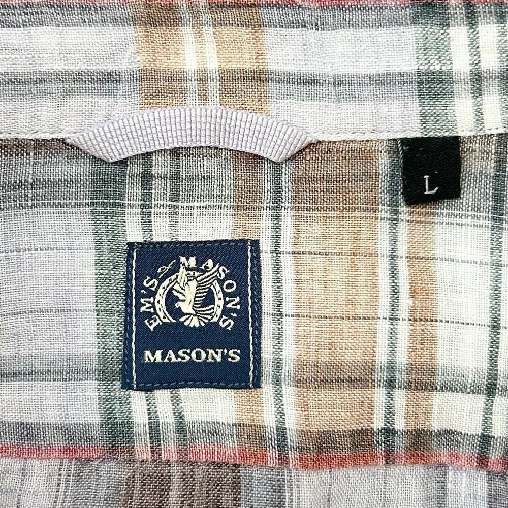 Mason's Italian 100% Linen Woven Button-Up Shirt - Picture 7 of 8
